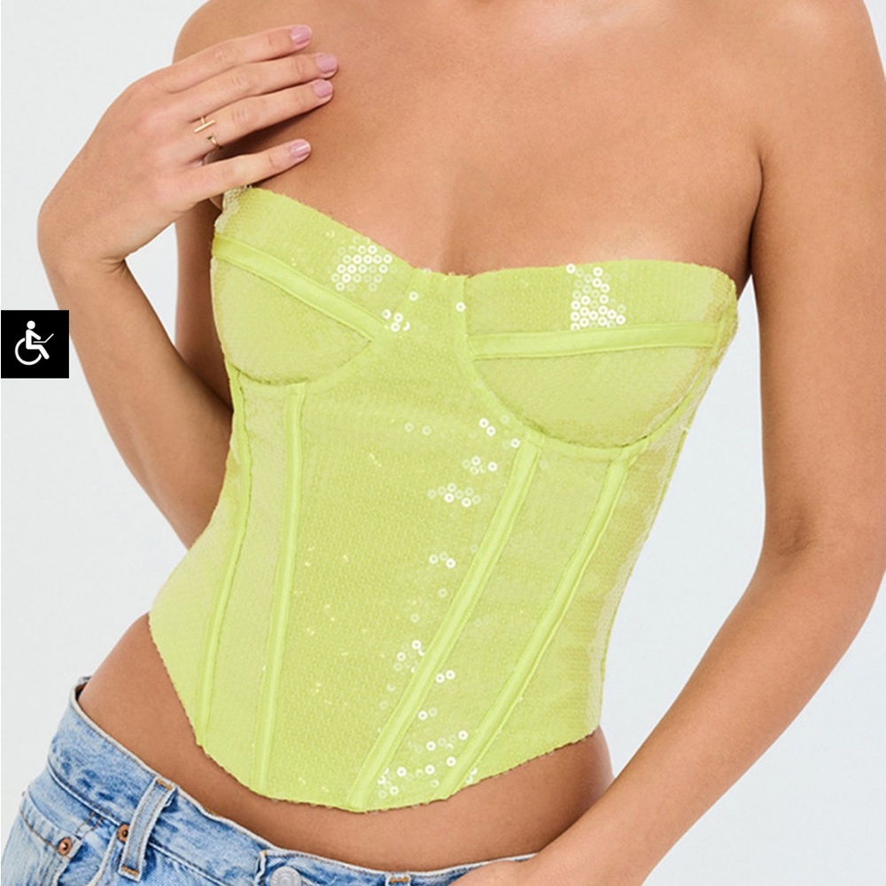 Mistress rocks lime sequin corset ISO- not for sale